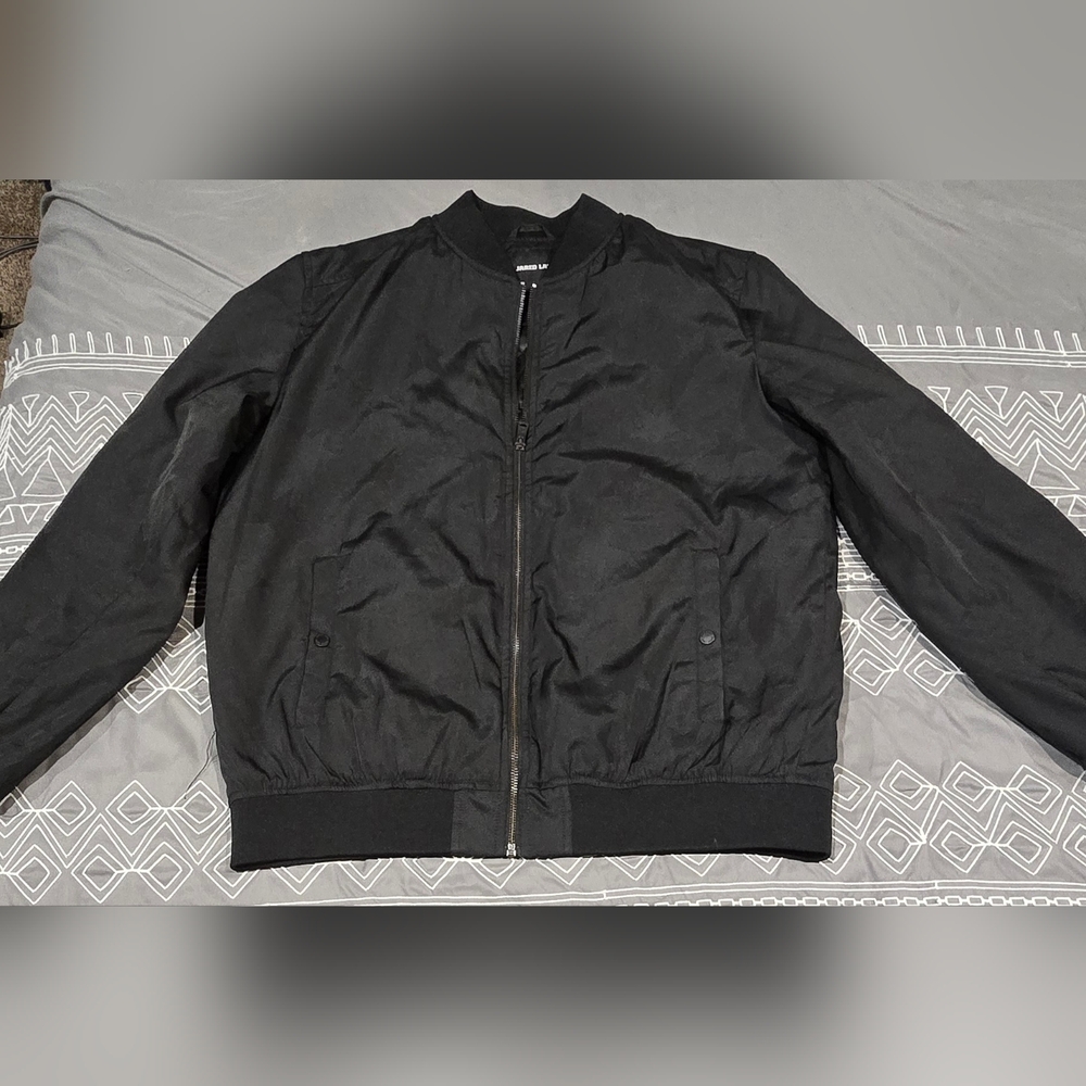 Jared Lang Black Jacquard Stars Bomber Jacket Size XL